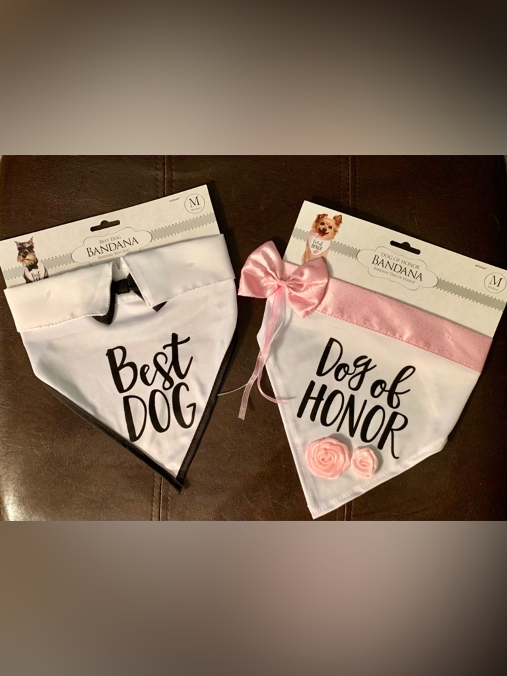 Set of 2 Dog Wedding Bandanas - Best Dog & Dog of Honor
